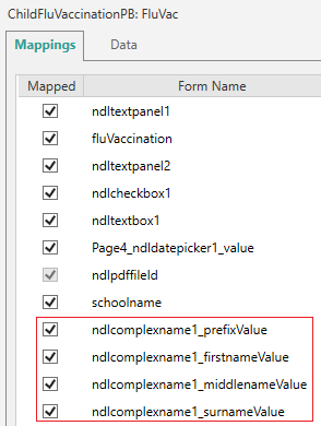 Picture showing Complex Name Fields Added to Dataset.
